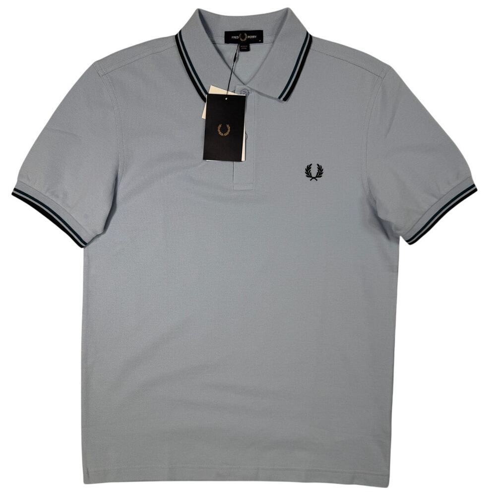 Fred Perry Short Sleeve Slim Fit Twin Tipped Polo Shirt, blue Medium $110